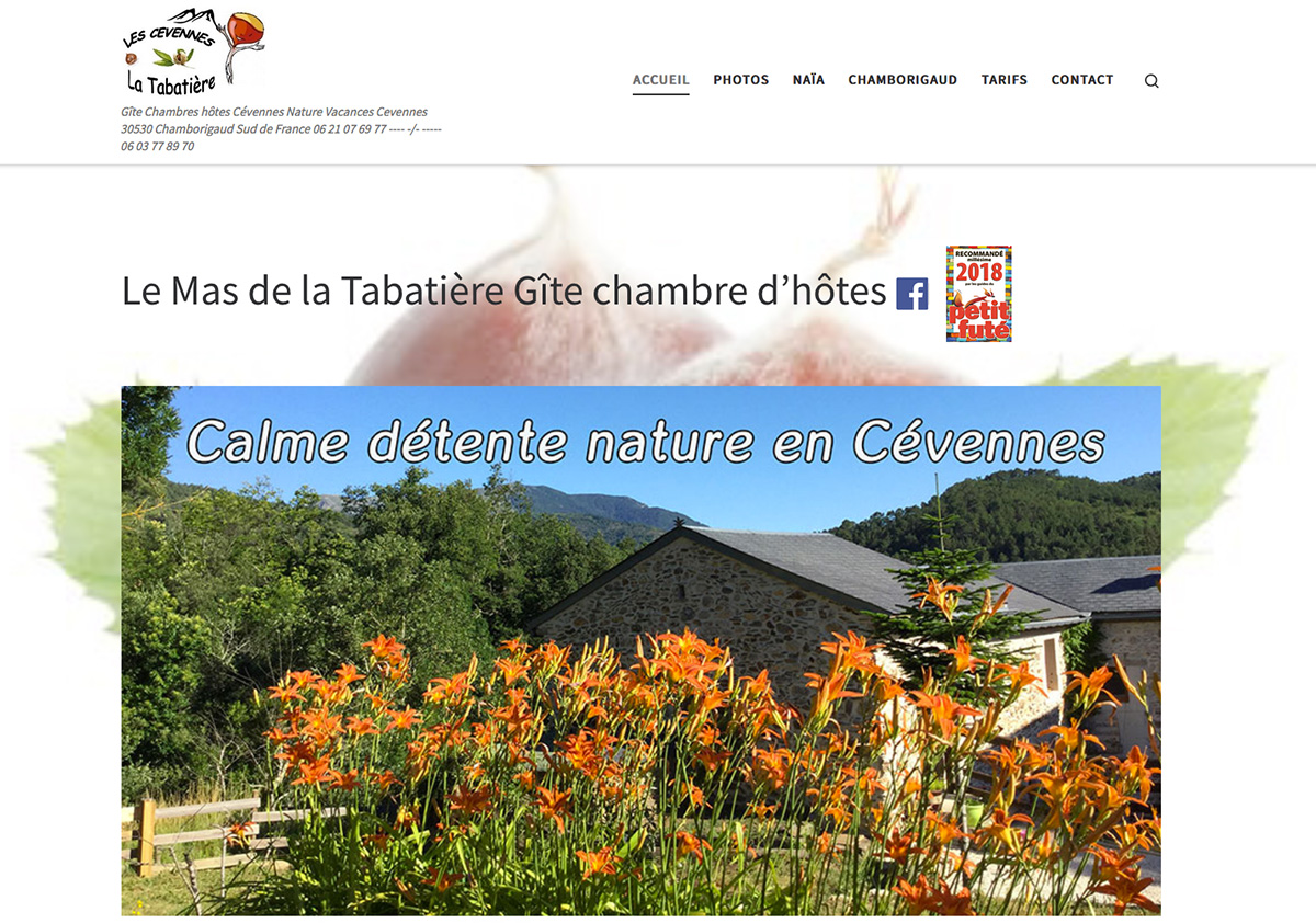 création site internet webmaster gite chambre d' hôtes chamborigaud cévennes sud
