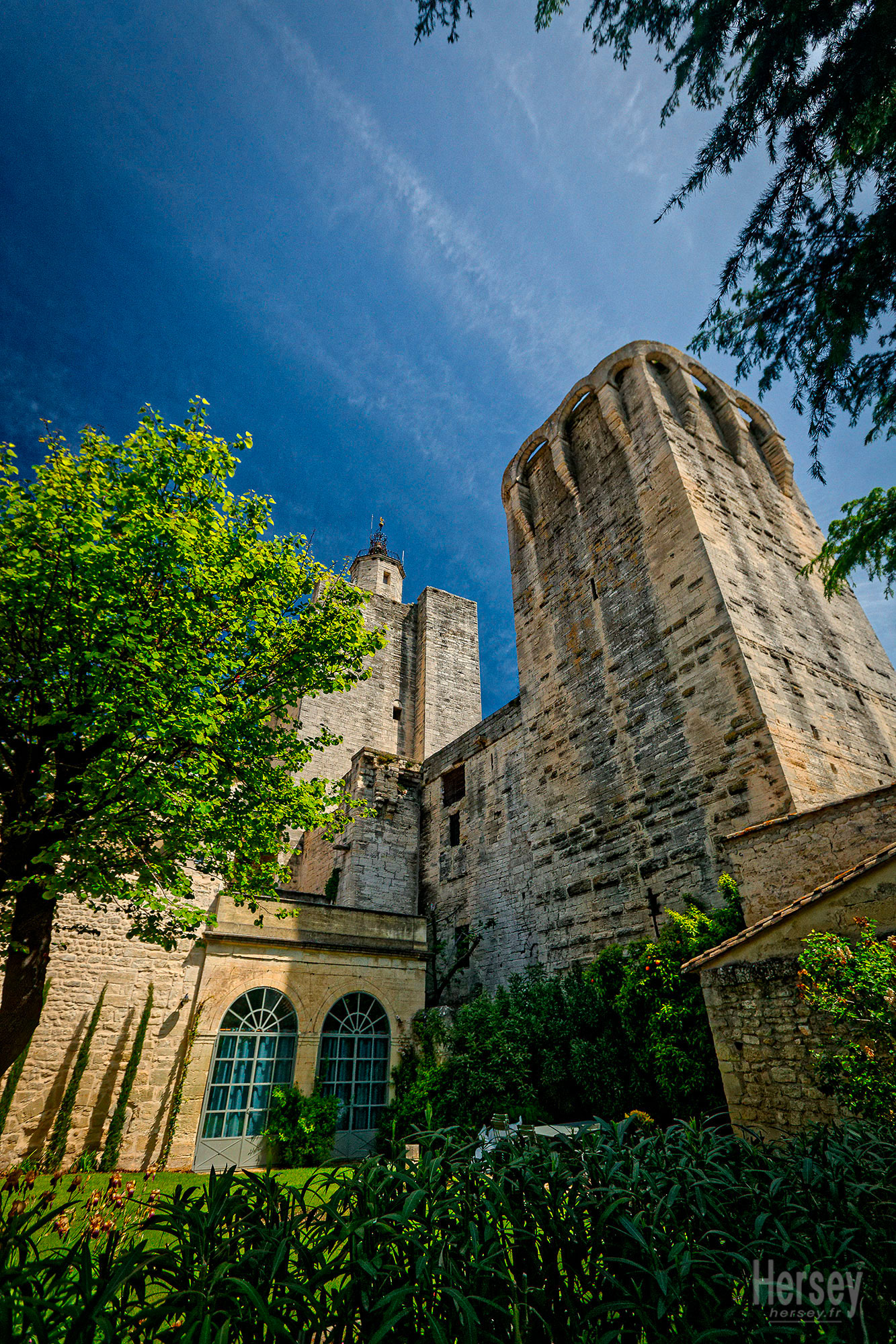 La Tour du Roi vue depuis le jardin de l'Hôtel de Flaux à Uzès Gard © Hersey Photographe Uzès