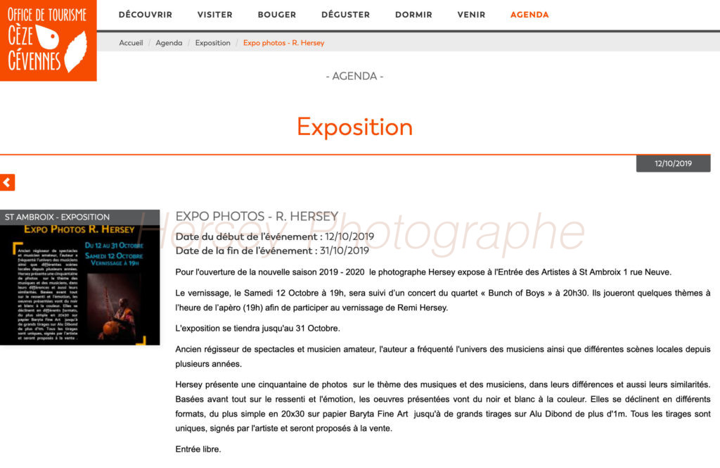 Expo Photos Hersey Office Tourisme Cèze Cévennes