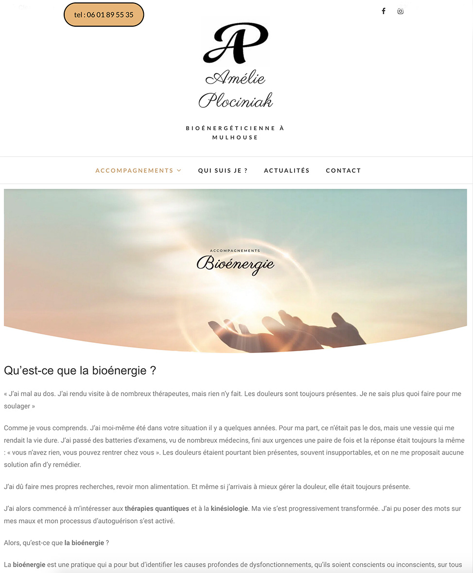 Création de site internet webmaster pour bio-énergéticienne © Hersey webmaster