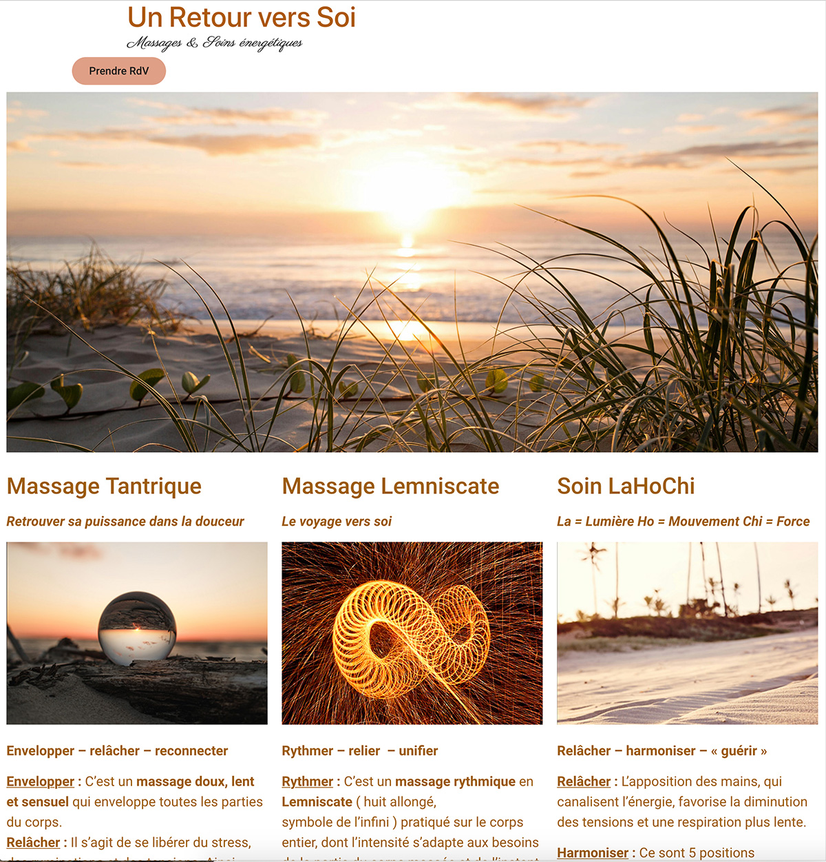 Création de site internet pour praticienne de massages énergétiques © Hersey webmaster