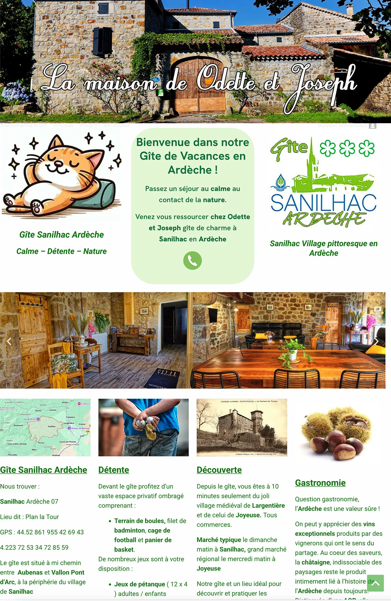 Création d'un site pour un gîte location de vacances à Sanilhac en Ardèche